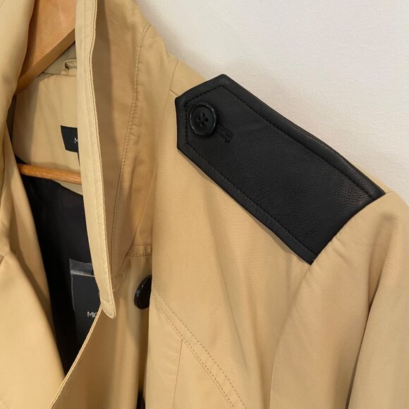 Michel Studio Collection Double-Breasted Trench Coat 2X Tan & Black Epaulettes - Picture 6 of 16